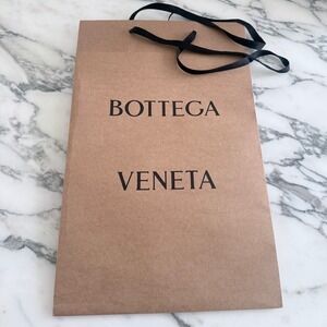 Bottega Veneta Large Brown Kraft Paper Shopping Bag-Black Ribbon Handles 14"X22"